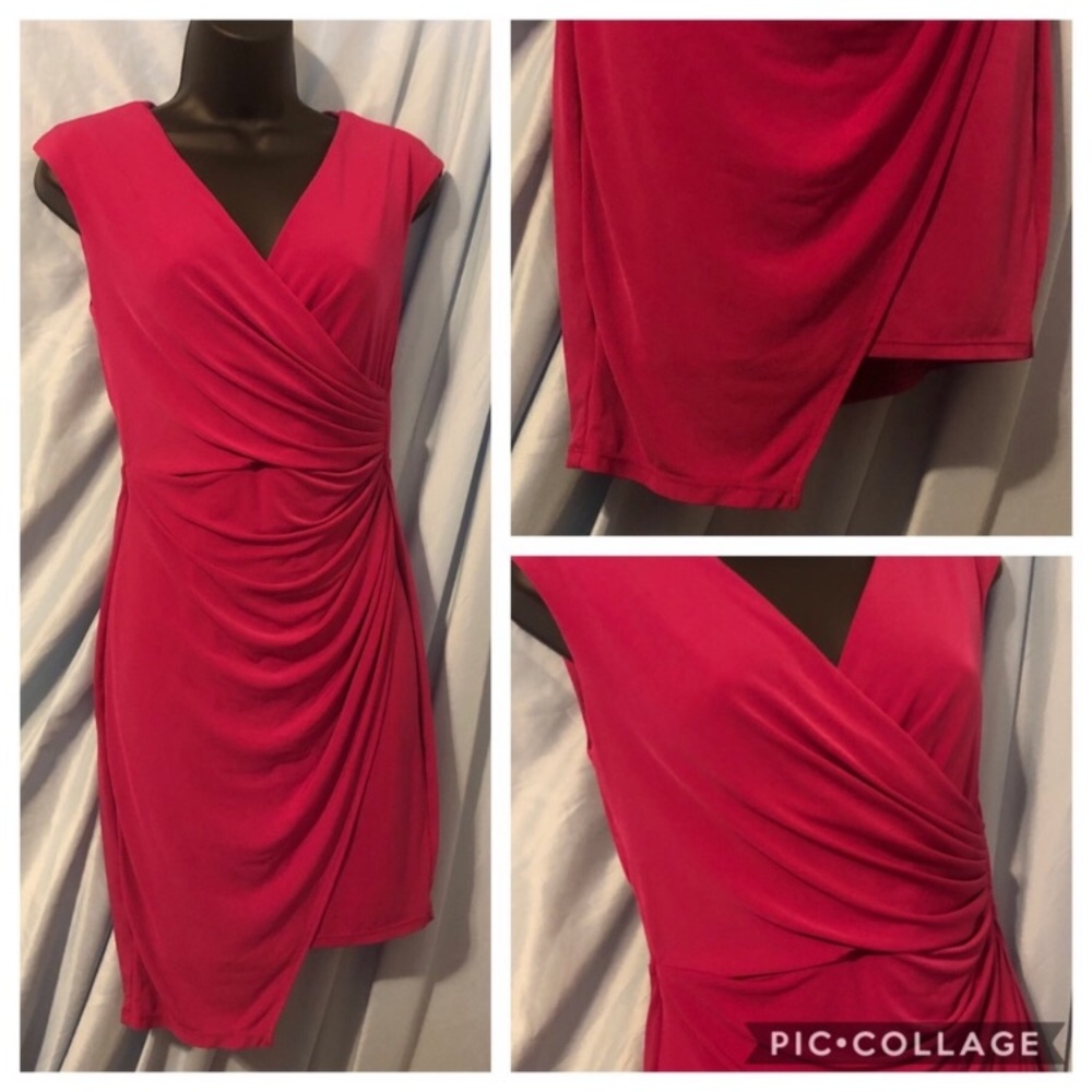 London Times | Petite Asymmetrical Sheath Dress